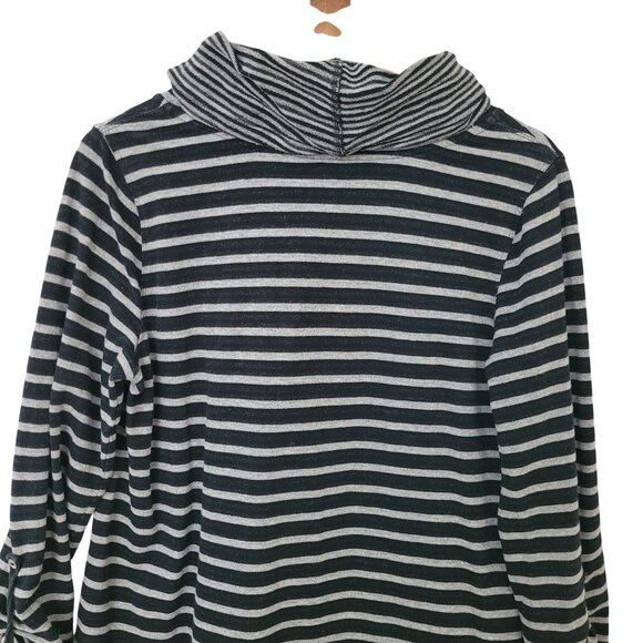 Soft Surroundings Tunic Top Womens M Black Gray Stripped Cowl Neck Pullover - Picture 5 of 9